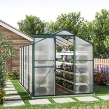 Greenhouse 4x6/6x6/8x6/10x6FT Warm House Aluminium Frame / Polycarb Panel Green