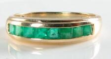 9K 9CT GOLD COLOMBIAN EMERALD CHANNEL SET ETERNITY BAND ART DECO INS RING Size S