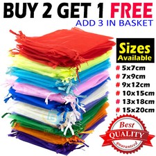 25 & 50 Organza Bags Wedding Party Favour Gift Candy Jewellery Pouch Large Small