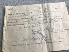 1918 ORIGINAL SIGNED CAPTAIN OF HMS P36 WARSHIP ROYAL NAVY OFFICER DOCUMENT 