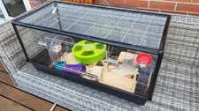Luxury Hamster Enclosure With Viking Glass Drop Down Door And Accessories