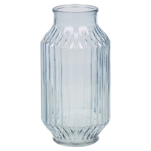 Ribbed glass vase flower pot - ribbed,