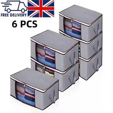 6x Clothes Storage Bags With Zips Bedroom Large Collapsible Storage Box Bedding