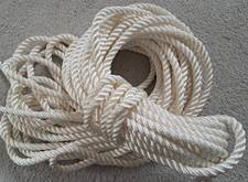 8mm 3 Strand Polyester White 20mtr boat rope