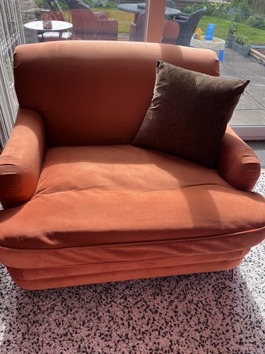 Orange love seat - orange, sofa