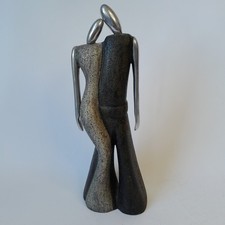 VTG MGM Stone And Chrome Sculpture Of A Man And Woman 13 "