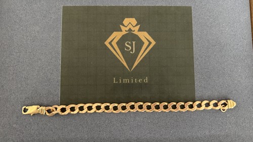 9ct gold curb bracelet - gold, solid