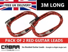 3m Guitar Lead x2 Red Braided