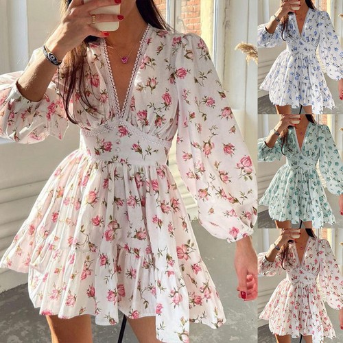Women boho floral mini dress - boho,