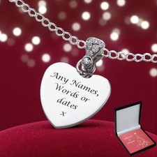 Heart Necklace with Engraving In Christmas Box. Personalised Christmas Jewellery