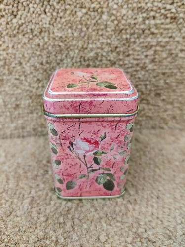 Vintage rose metal tin box - metal, /