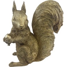Gold Coloured Squirrel Garden Statue Decorative Outdoor Ornament Sculpture