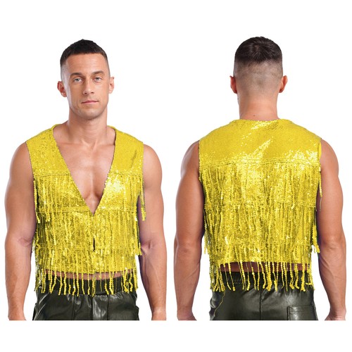 Men sequin fringe - fringe, vest