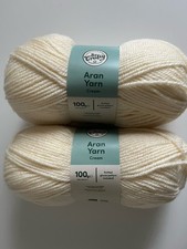 Cream So Crafty aran yarn 2 x 100g balls - 200g knitting wool 25% wool NEW