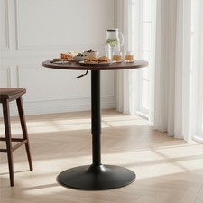 Industrial Pedestal Dining Table Kitchen Height Adjustable Round Coffee Table