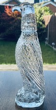 Vintage Empoli Style Glass American Eagle  Decanter Eagle Head Shot Glass