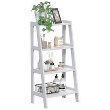 Shelving Unit 4 Tier Step Ladder Wood Matt White Shoe Bathroom storage