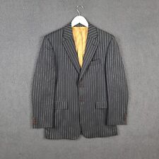 HARVIE HUDSON Blazer Suit Jacket Mens 38R Grey Chalk Stripe Pure Wool Lined