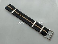 New Watchgecko Geckota 20mm Black & Beige Brushed Nylon Divers Watch Strap XL84