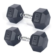 Pro Fitness 15kg Hex Dumbbell Set | Strength Training Home Gym Weights Equipment