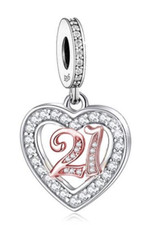 CLOSING DOWN SALE New Sterling silver 2Tone Sparkling 21st Birthday Dangle Charm