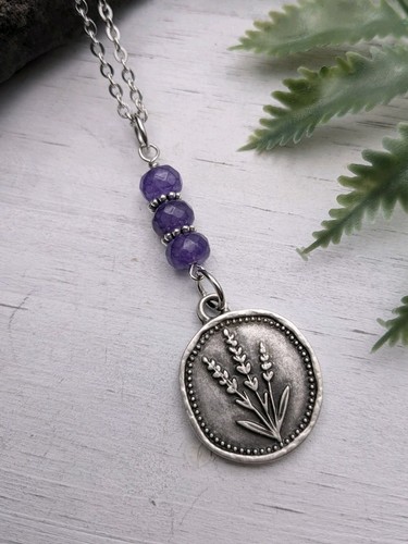 Silver lavender pendant - silver,