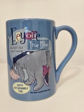 Eeyore True Blue Disney Store Exclusive 3D Embossed Blue Large Coffee Mug NEW RA