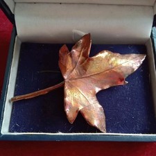 Large Stylish  Leaf Vintage Dipped Metal Tone Brooches