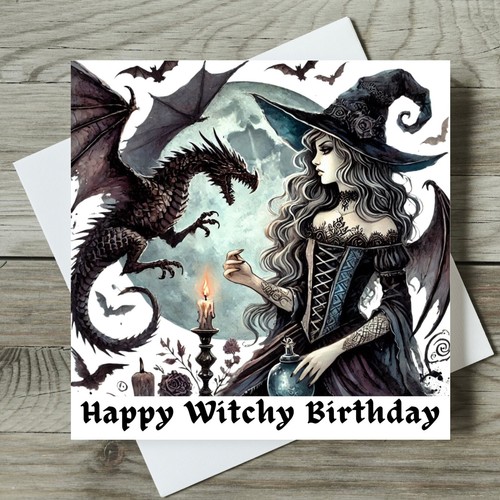 Gothic birthday card witchy - gothic,