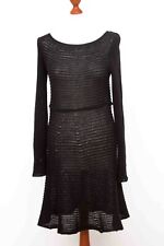 ZUZA BART dress black long sleeve transparent 100% linen size S 4054