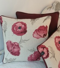 LAURA ASHLEY HANDMADE CUSHION COVER - FRESHFORD CRANBERRY 16" PIPED