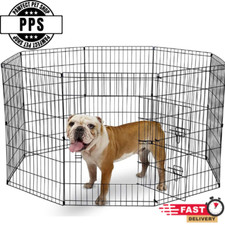 UNDERDOG 8 Panel Pet Playpen 91cm Black Indoor Outdoor Dog Puppy Cat Rabbit Pen