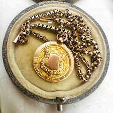 Antique 9ct Rose Gold Medallion Pendant, Chester 1924, Maker P&M | Shield