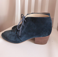 WOMEN’S CLARKS TEAL BLUE SUEDE LACE-UP ANKLE BOOTS - SIZE 7 (EU41) -Cushion Plus