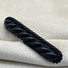 Antique Edwardian mourning brooch carved black bar silver C clasp jewellery UK