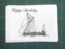 Thames Sailing Barge Birthday Card Personalise for any occasion.