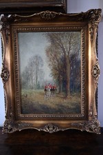 Antique Painting Fox Hunting