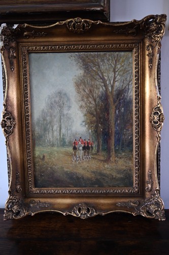 Antique painting fox - fox, hunting
