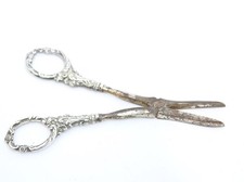 Antique Sterling solid silver handle grape scissors cutters 