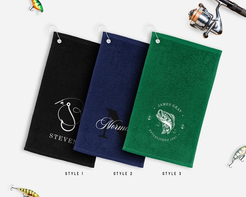 Personalised fishing towel - personalised,