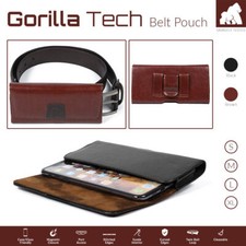 Mobile Phone Genuine Leather Holster Belt Pouch Case Strong Twin Magnetic Flip