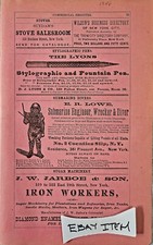 1886 New York ad LYONS Stylograpic and Pen & ER Lowe Submarine Diver