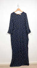 Boden Jumpsuit Women UK 22 Navy Blue Ditsy Floral Frill Holiday Wide Leg Pockets