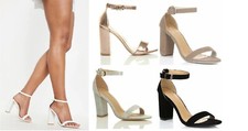 Womens Ankle Strap Sandals Mid Block Ladies Open Toe Evening Party Shoe Size 3-8