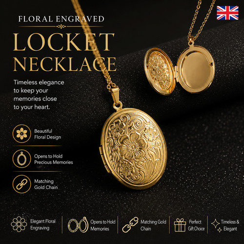 9ct gold locket necklace - gold,