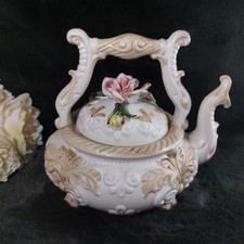 Rare Capodimonte Italian Porcelain Teapot – Floral Rococo Style gift