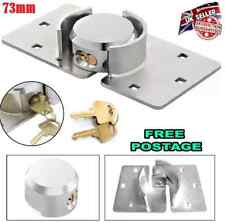 Heavy Duty 73mm Round Padlock Hasp Set Shutter Door Shed Lock Security Chrome UK
