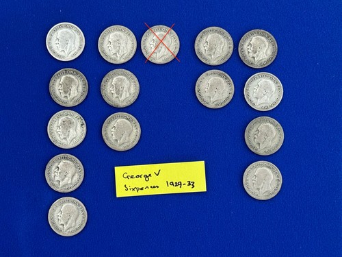 George sixpence coins - v,