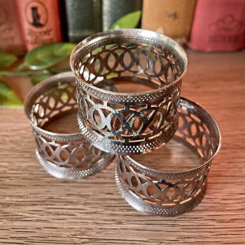 Set silver metal pierced - set, of