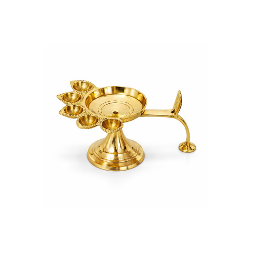 Brass panchmukhi aarti diya - panchmukhi,
